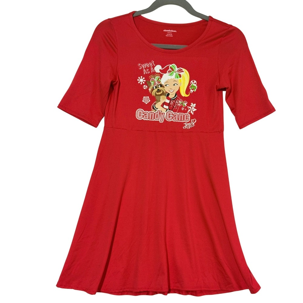 Nickelodeon JoJo Siwa Kids Red Candy Cane Holiday Dress Size L G 10 12
